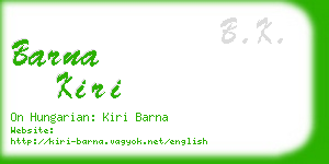 barna kiri business card